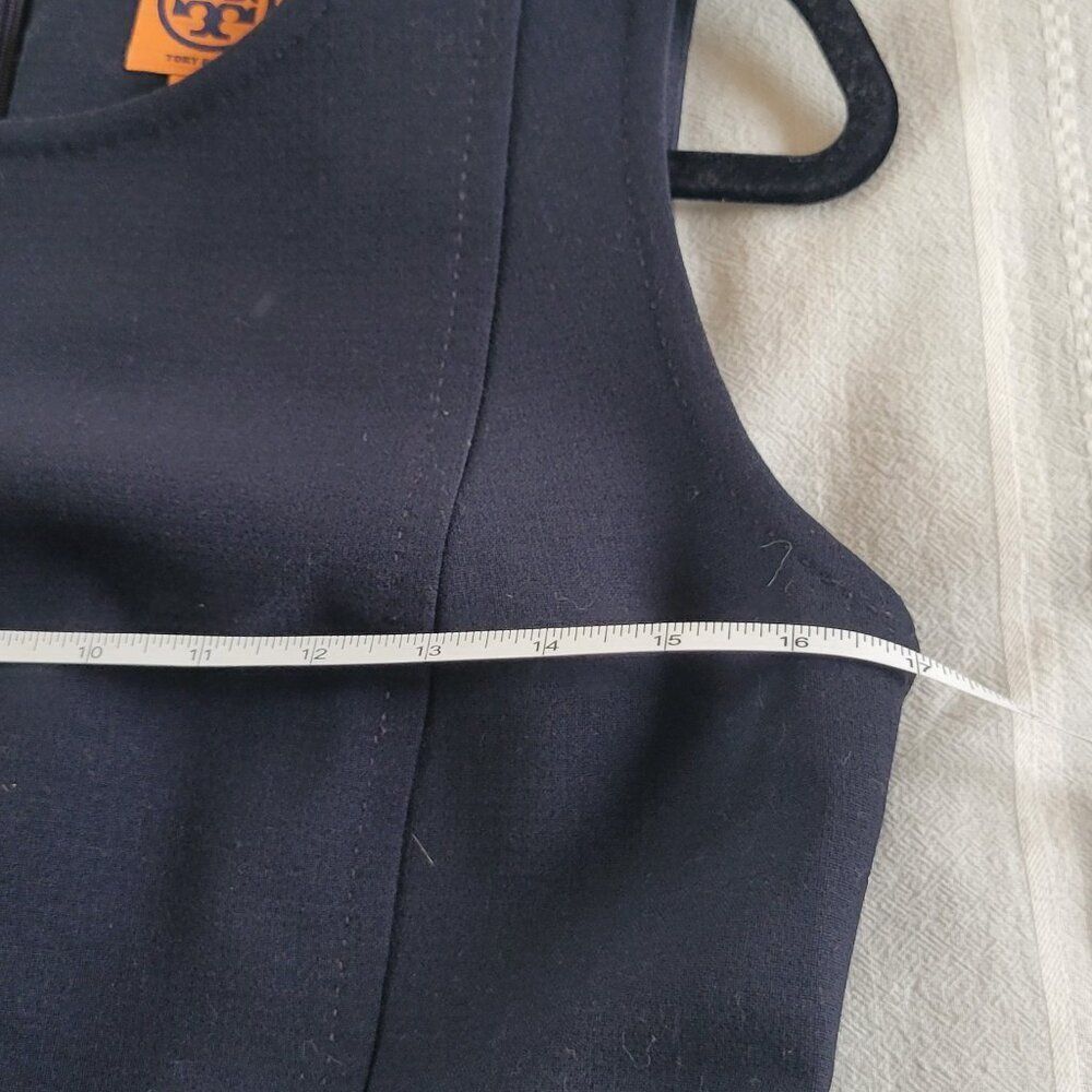Tory Burch Sheath Dress Navy Blue Classic Tailored Old Money Office Designer - Picture 7 of 8